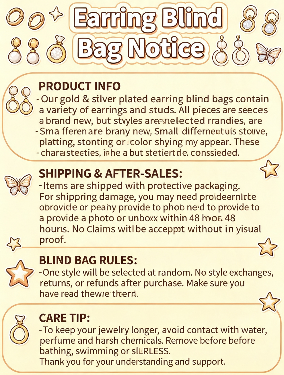 Gold & Silver Plated Earring Blind Bag (12 bags）