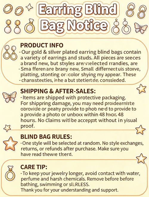 Gold & Silver Plated Earring Blind Bag (12 bags）